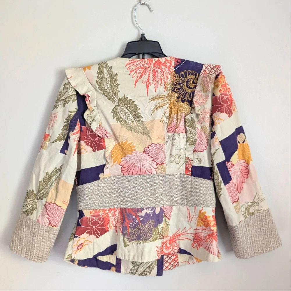 Anthropologie Elevenses Patchwork Iced Juniper Blazer Jacket Size 8 - Picture 8 of 16